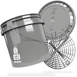 MAGIC BUCKET Car Hand Wash Bundle | Wash Bucket with Matching Bucket Lid 3.5 US Gallons Approx. 13 Litres | With Grit Guard Bucket Insert Dirt Strainer | Washing Set Grey / Silver