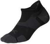 2XU Unisex Vectr Cushion No Show Socks - Provides Advanced Support for Running - Black/Titanium - Size Small