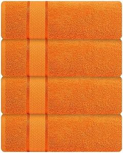 Luxury Bath Towels | 100% Cotton| Ultra Soft, Plush, Thick, Fluffy, Highly Absorbent, Quick Dry | Home, Gym, Pool, Yoga, Hotel, Shower | Large Towel Set for Bathroom | Set of 4| 30 x 54| - Orange