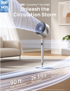 DREO 40" Smart Pedestal Fan – Silent Oscillating, RGB, Wi-Fi, Silver