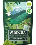 NaturaleBio Japanese Organic Matcha Green Tea Powder - Premium Grade - 50g. Tea Produced in Japan, Uji, Kyoto. Use for Drinking, Smoothie Making and with Milk. Vegan & Vegetarian Friendly