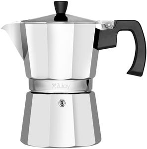 Zulay Premium Moka Pot Espresso - Leak-Proof Stovetop Espresso Maker - Perfect for Authentic Cuban & Italian Style Espresso - Makes 3 Espresso Cups - Silver