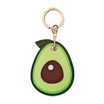 MultiValue Leather Keyrings for Women, Lovely Fruit Keychain for Airtag and Access Card, Airtag Holder Keychain (Avocado)