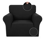 JIVINER 1-Piece Stretch Chair Covers for Living Room Armchair Covers Non Slip Washable Spandex Jacquard Sofa Furniture Protector for Dogs Pets with Elastic Bands (Chair, Black)