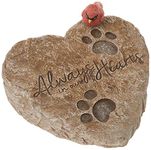 Precious Moments 171460 Always in Our Hearts Decorative Resin Memorial Garden Stone with Cardinal Accent Yard Decor, Gray/Red, 8" Long by 7-in Wide