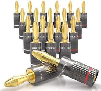 BlueRigger Banana Plugs 10 Pairs / 20 pcs (Closed Dual Screw) - 20 Pack Gold Plated Speaker Plugs Connector for Speaker Wire, Amplifier, Receiver, Banana Wall Plate, Home Theater