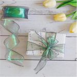 Bits & Bobs | Laser Organza Ribbon 1.5 Inch Wide 10 Yards for Gift wrap Bow DIY Craft Bouquet Wreath Baking Baby Shower Wedding Parties Valentine Christmas Tree Decoration (Green)