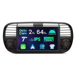 XTRONS 7" Android Fiat 500 Stereo Radio Player, 2+64GB HD Touch Screen Head Unit for Fiat 500 (2007-2015) Black w EQ DSP Dual Band WiFi Wireless CarAutoPlay GPS Bluetooth Cooling System, Optional DAB+