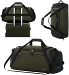 FIORETTO 43L Mens Sports Gym Bag with Wet Pocket & Shoe Compartment, Travel Duffle Bag Overnight Bag with Padded Shoulder Strap, Holdall for Swimming, Basketball, Football Army Green