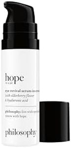 philosophy hope in a jar eye revival serum-in-cream - eye cream with hyaluronic acid, elderberry extract & tangerine peel extract- hydrates and reduces puffiness around eye area- 0.5 fl oz.