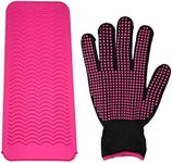 Silicone Styling Station Heat Resistant Travel Mat Pouch for Flat Iron with Heat Resistant Silicone Bump Glove, Curling Iron Mat for Hair Styling Tools