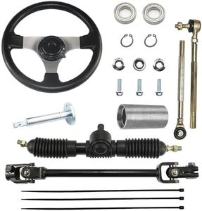 PRO BAT 300mm/11.8'' Steering Wheel Steel Kit 320mm/12.6'' Gear Rack Pinion Adjustable Shaft Set Replacement for 110cc Go Kart Golf Buggy UTV