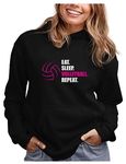 Tstars Eat Sleep Volleyball Repeat Women's Volleyball Gift Women Hoodie Small Black