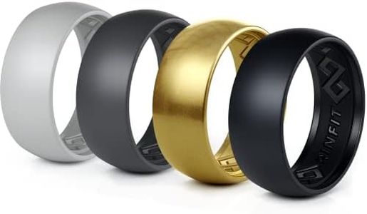 Rinfit Silicone Rings for Men - Mens Silicone Wedding Bands - Step Edge, Flexible Rubber Wedding Ring for Sports & Workout - Patented Design, Silicone, No Gemstone