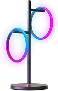 Brightech Saturn Modern Color Changing Table Lamp - Desk Tree LED Lamp Perfect for Living Room Decor - Beautiful RGB Color Gradient and 2 LED Lights for Bedroom, Office, Reading - Black