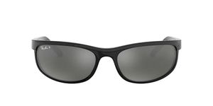 Ray-Ban Men's RB2027 Predator 2 Rectangular Sunglasses, Black/Polarized Grey Mirror, 62 mm