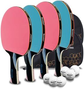 Senston Ping Pong Paddles 5-Ply Wood 2mm Sponge 4 Pack for All Skill Levels (Pink+Blue)