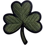 Tactical Irish Clover Badge Embroidered Emblem Lucky Shamrock Fastener Hook and Loop Ireland Patch, Olive Drab