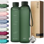 KIVY Slim Water Bottle 32oz [Lightweight & Shatterproof] Fits Backpack & Cupholder for Travel, Sports, School, Gym - Dark green water bottle no straw - Gym water bottle screw top - Dishwasher Safe