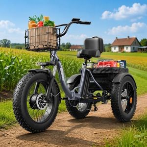 QRONGE Electric Tricycle for Adults 960W Peak, 36V 13.5AH Battery Ebike 50 Miles Range with Large Rear Basket, Electric Trike 20" Fat Tire, Max 25MPH 3 Wheel Folding Electric Trike for Adults(Lava)