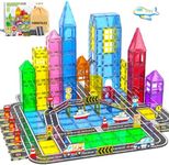 106Pcs Christmas Magnetic Tiles, Magnetic Building Blocks, Preschool Montessori Toys Gift for 3+ Year Old Boys and Girls, Sensory Toys for Kids Aged 3-5 and 4-8, Ideas for Toddler with Autism