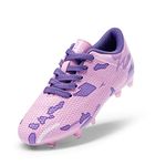 DREAM PAIRS Kids Football Boots Boys Girls Football Shoes,Size 4 Big Kid,Pink/Purple-QH,SDSO2301K