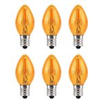 KINUR Night Light Bulbs, C7 LED Bulbs E12 Candelabra Base Amber 2200K, 1 Watt Equivalent 10W Incandescent Bulb, Salt Lamp and Window Candles & Chandeliers Replacement Bulb 6 Pack (6, Amber)