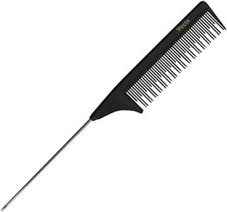 Veeta Professional Carbon Fiber Comb - (Multiple Styles) Anti Static Heat & Chemical Resistant Hair Combs - Rat Tail Comb, Styling Comb, Wide Tooth Comb, Wave Comb (Black) (Rat Tail Comb)