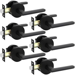 goldenwarm Black Closet Door Handles Interior, Matte Black Passage Interior Door Handles, Heavy Duty Zinc Alloy Indoor Door Levers for Closets and Hall, (6 Pack)