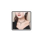 Crystal Bridal Jewelry Set Rhinestone Pendant Necklace Earrings Marquise Chain Wedding Jewelry Set for Women Girls Teens (Black)