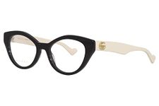 Gucci GG0959O-002 Black Cat-Eye Women's Eyeglasses, Black-white/Gold Logo, Lens-51 Bridge-18 B-40.7 ED-55 Temple-145