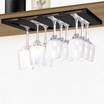 Hanging Wine Glasses Rack Under Cabinet Stemware Storage Hanger with 4 Rows Metal Bar Shelves for Kitchen Restaurant Cabinets Shelf – Fits from 1.1 to 3.4 inch Base of Goblet HG617