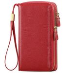 SENDEFN RFID Blocking Leather Zip Around Large Wallet for Women Credit Card Cluch Holder Phone Wristlet with Zipper Pocket