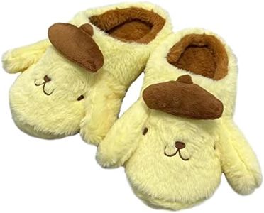 Roffatide Anime Cute Plush Open Back Floor Slippers Indoor Shoes Fuzzy Slippers with Rubber Sole for Women, C, 3/7.5 UK