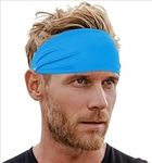 Tough Headwear Sport Headbands for Men - Workout Headbands for Women - Running Headband -Tennis Athletic Sweatband - Cool Blue