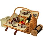 Picnic at Ascot Yorkshire Willow Picnic Basket with Service for 4 with Blanket - London Plaid