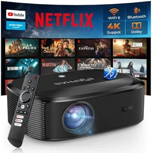 4K Projector with Wifi and Bluetooth, ELEPHAS Outdoor Movie Projector with NETFLIX/Prime Video/YouTube Built-in, 100,000+ Apps Supported, Video Projector Compatible with HDMI/USB/iOS/Android/Windows