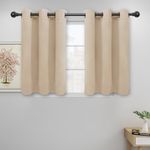 Easy-Going Blackout Curtains for Bedroom, Solid Thermal Insulated Grommet and Noise Reduction Window Drapes, Room Darkening Curtains for Living Room, 2 Panels (42x36 in, Beige)