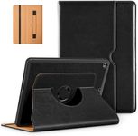 DTTO Rotating Case for iPad 9th/8th/7th Generation 10.2 Inch 2021/2020/2019, 360 Degree Rotating Premium Leather Folio Stand Cover with Pencil Holder - Auto Wake/Sleep and Hand Strap, Black