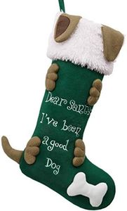 Valery Madelyn 21 Inch Large Joyful Pet Christmas Stockings Decorations Personalized Hanging Ornaments with 3D Dog and Faux Fur Cuff for Xmas Gifts (Pet Collection)