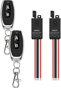 dstfuy Wireless Switch12V,2 Way Mini Remote Switch DC 5V/12V/24V/48/10A Relay Wireless Light Switch with 328FT Long Range for Motor,LED Light,Wireless Security Alarm