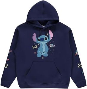 Disney Ladies Lilo and Stitch Sweatshirt - Ladies Classic Lilo and Stitch Hoodie Sweatshirt, Navy, X-Large