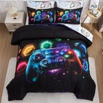 NTBED Game Console Comforter Set for Boys Girls Kids Space Universe Gaming Geometric Lightweight Microfiber Gamer Bedding Sets (Multi, Twin)