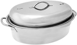 Fox Run 10-Quart Stainless Steel Oval Roaster Set, Pot, Lid, and Roasting Rack