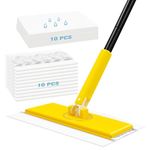 NEWE Sweeper Mop, 2-in-1 Starter Kit for Swiffer 10 Dry Sweeping Cloths and 10 Wet Mopping Pads, Disposable Duster for Cleaning Wood Hardwood Floors Wall Kitchen Bathroom College Dorm