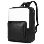 WALKENT Stylish Laptop Bag, Dual Colour Faux Leather, Front Pocket, One Large Compartment - White & Black