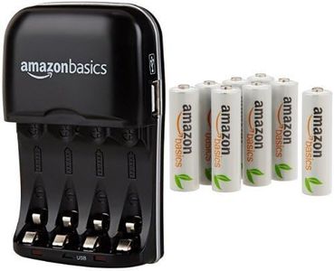 Amazon Basics Chargeur de piles Ni-MH AA et AAA avec port USB + 8 piles rechargeables type AA 1000 cycles