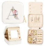 Enthralite Travel Jewellery Box for Girls: Traveling Jewellery Case Gift for Women - Mini Organiser for Necklaces Earrings White A