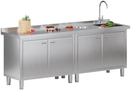 Jocisland 84-Inch Stainless Steel Utility Sink Cabinet with Faucet