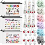 Paterr 24 Pcs Teacher Appreciation Gifts Including Funny Teacher Socks Bulk Teacher Makeup Bags Teacher Keychains Teacher Metal Bookmark Thank You Gifts Ideal for Graduation Birthday Teachers Day